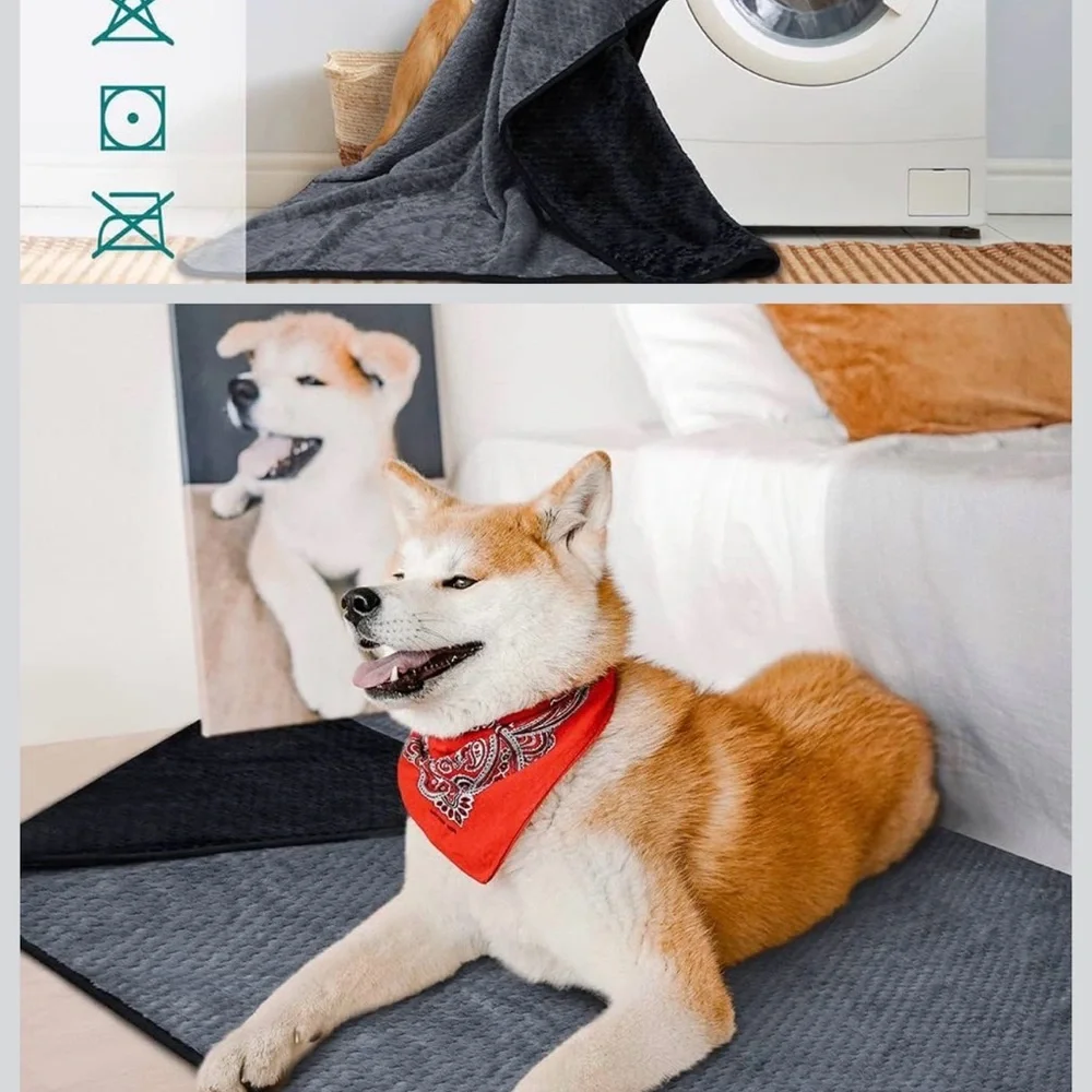 PetAmi Black and Gray Waterproof Pet Blanket